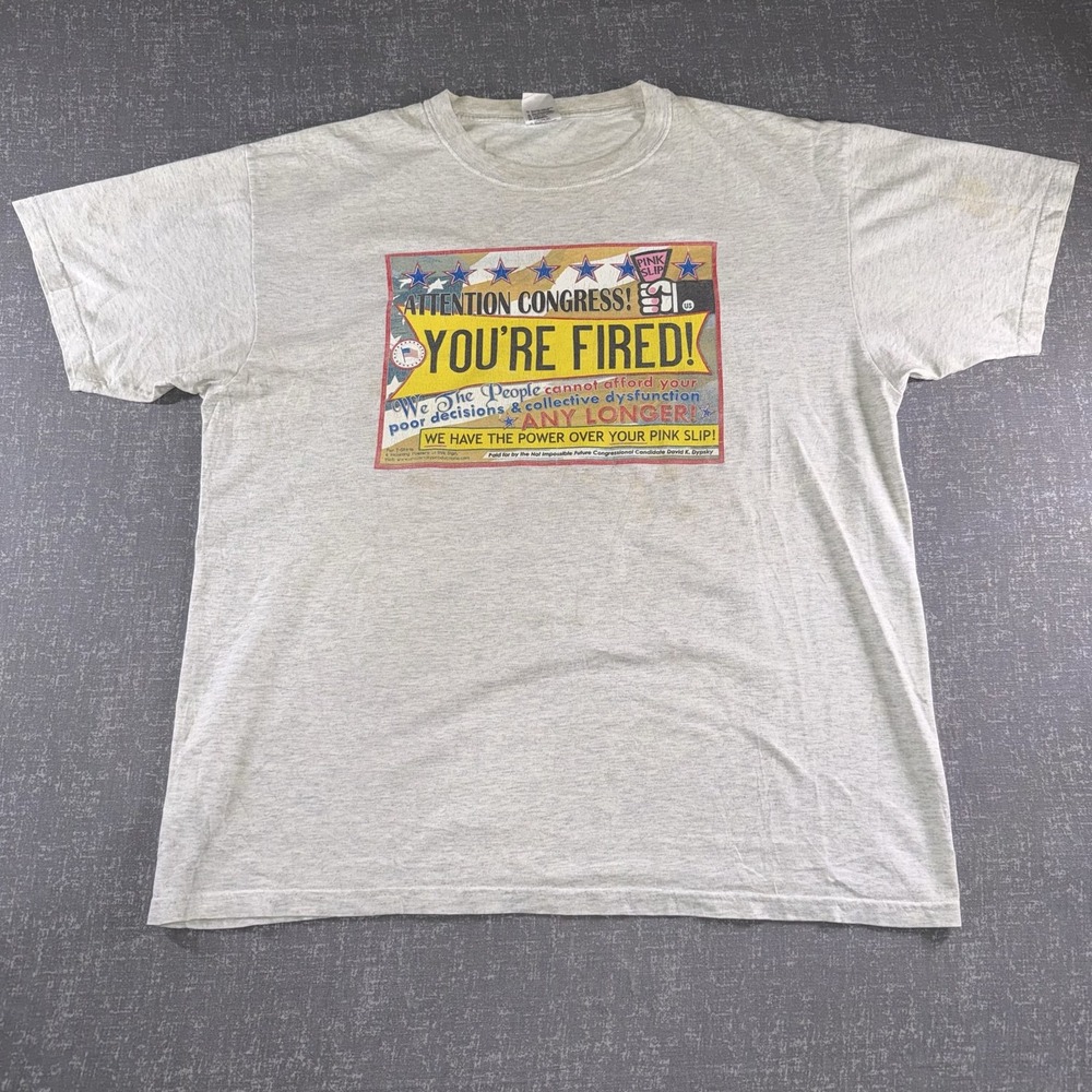 Attention Congress You're Fired Shirt Mens XL Gray Political Graphic Tee USA